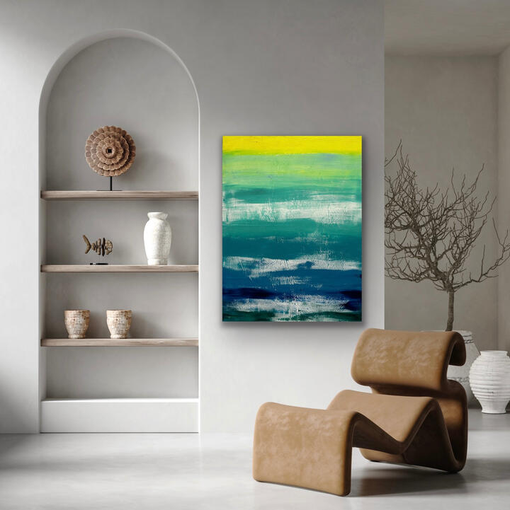 Waves of Serenity by Layla Messner An abstract gradient representing ocean waves, from the regulating gradient series by autistic artist Layla Messner. Canmore, Alberta, Canada.