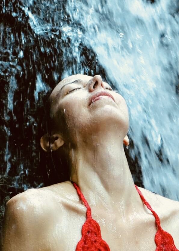 Portrait of Layla Messner, the Instinctual Woman, in a waterfall by Kelly's Perspective