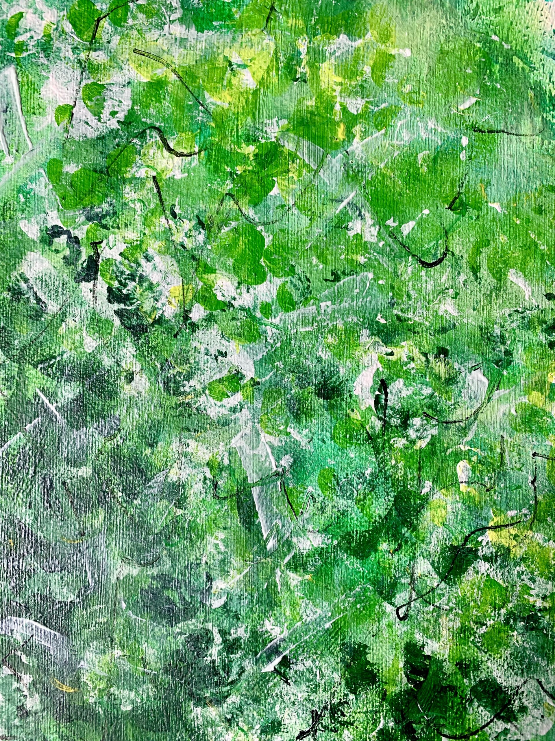 Close up of Layla Messner's painting Forest Bathing