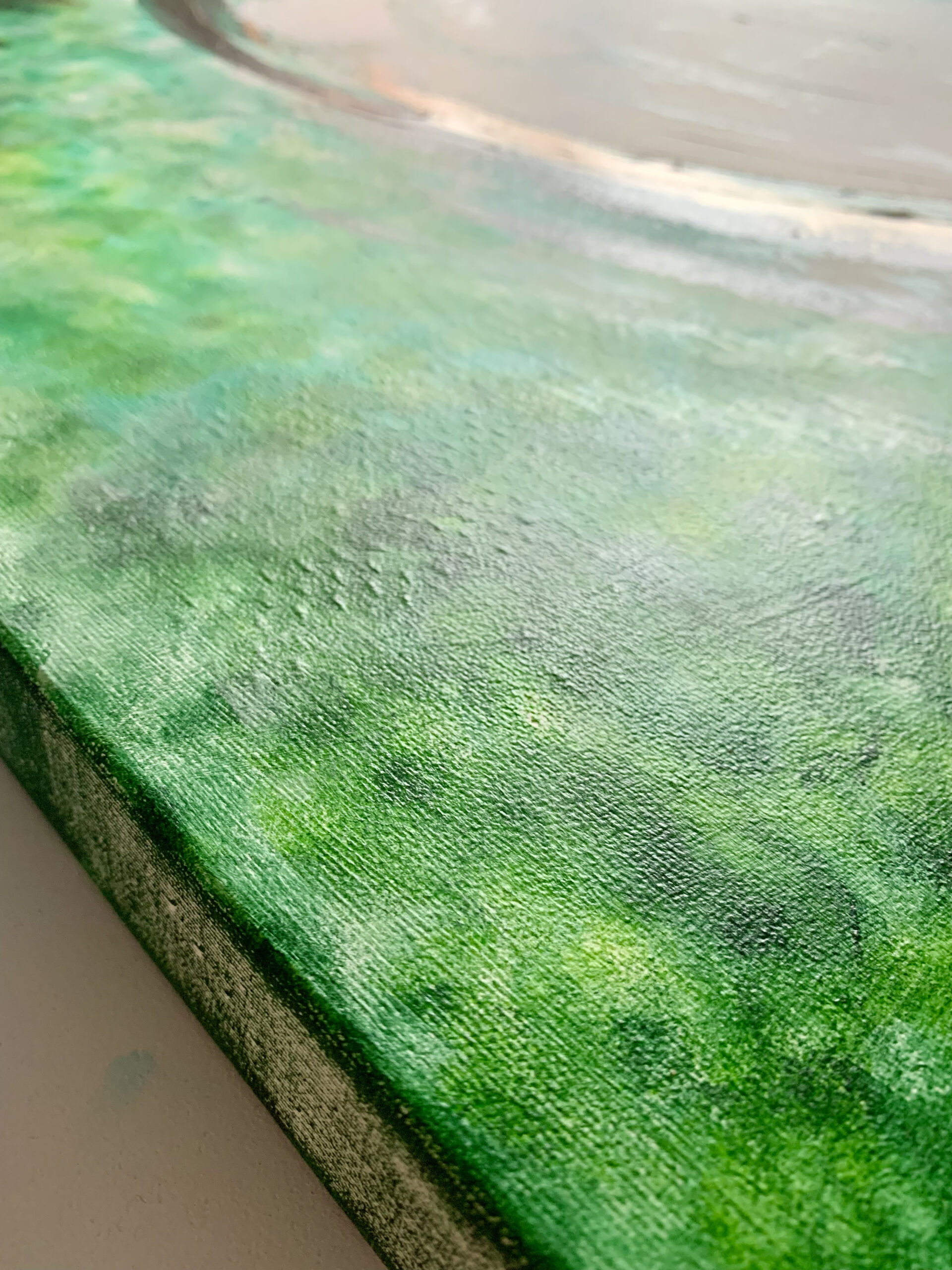 Close up of texture on Layla Messner's painting Forest Bathing